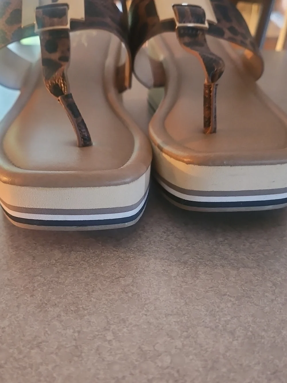Cato Comfort Leopard-Print With Gold Accent Wedge Sandals - Brown